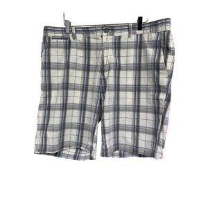 Weatherproof Mens 40 Board Golf Shorts White Plaid Cotton